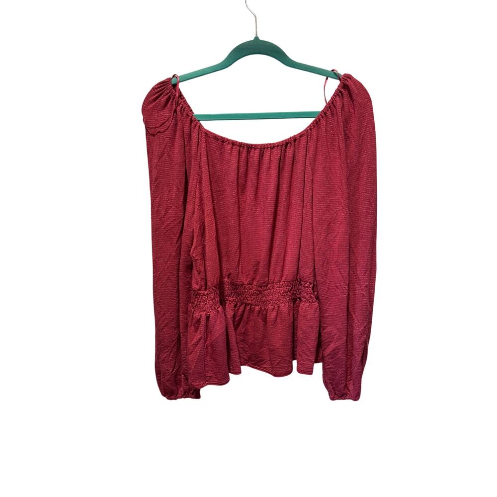 Lauren Conrad Off Shoulder Long Sleeve Smocked Waist Top Size L